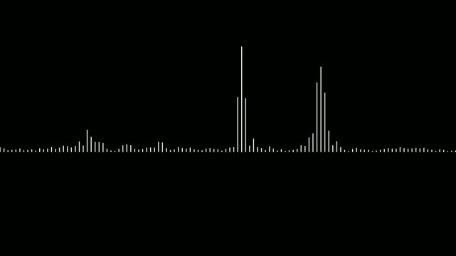 Radial audio spectrum animation on black background. Audio wave digital frequency- Dynamic equalizer visual effect motion. Sound wave audio spectrum visualization. Minimalist audio wave animation.