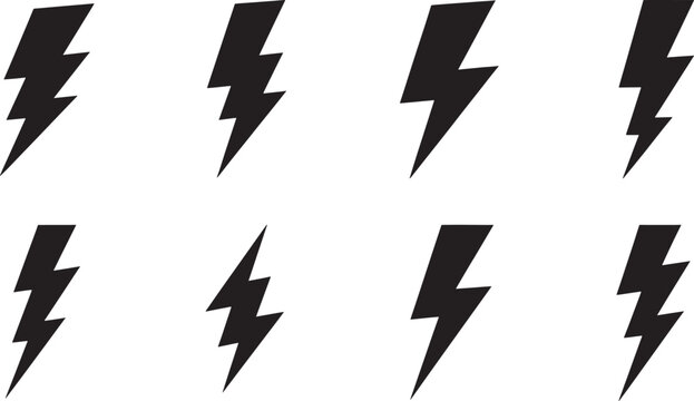 Black lightning bolts on white background electric symbol