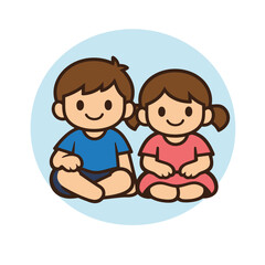 Obraz premium Sibling Friendship Characters Minimal Illustration
