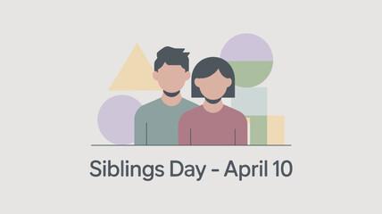 Obraz premium Siblings day april 10 illustration of diverse brother and sister cartoon characters