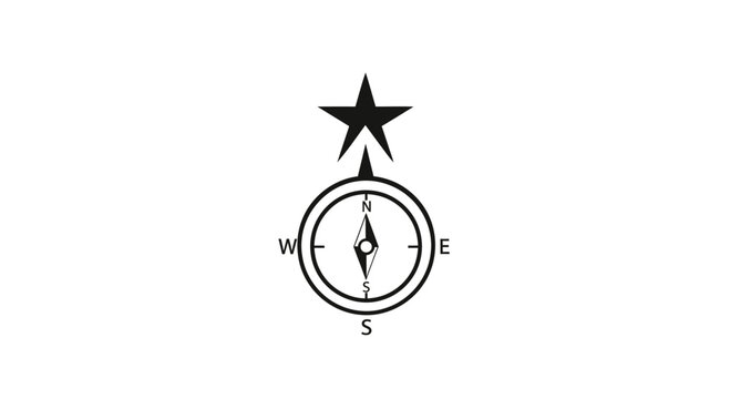 Guiding Star Above Compass for Direction and Aspiration