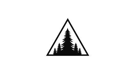 Fototapeta premium Minimalist Pine Forest in Triangle Logo Design for Nature and Outdoor Brands