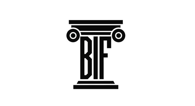 BIF Letters Integrated into Classical Ionic Column Logo Design