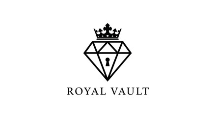 Fototapeta premium Elegant Diamond Crown Keyhole Logo for Royal Vault Security Brand Identity