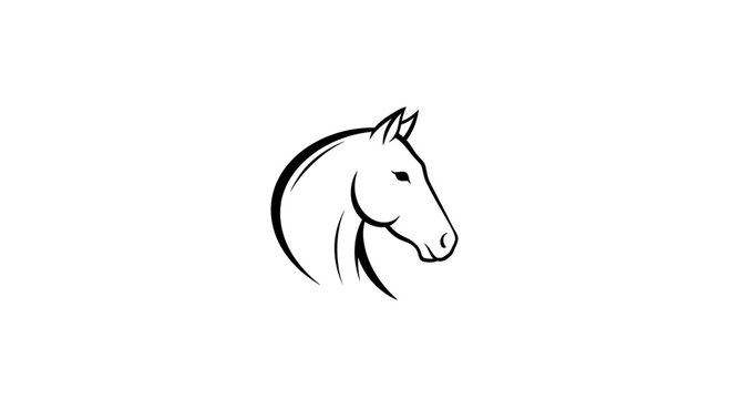 Elegant Horse Head Line Art Illustration on White Background