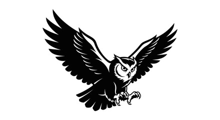 Fototapeta premium Majestic Flying Owl Silhouette Vector Illustration - Dynamic Nocturnal Bird with Spread Wings