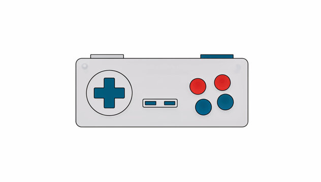 Retro video game controller vector illustration. Flat design gaming console icon. Minimalist nostalgic joystick graphic isolated on white background