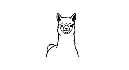 Fototapeta premium Cute Minimalist Alpaca Head Line Art Illustration on White Background