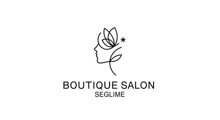 Fototapeta premium Elegant Line Art Woman Profile Butterfly Logo for Beauty Salon