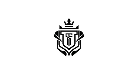 Obraz premium Luxury Crowned Shield Emblem with Stylized TS Letters - Elegant Monogram Logo Design