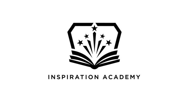 Inspiration Academy logo with open book and stars, symbolizing education and success