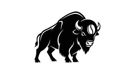 Obraz premium Powerful Bison Buffalo Coffee Logo with Bean Eye Design