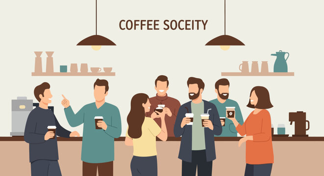 Young adults socializing over coffee.