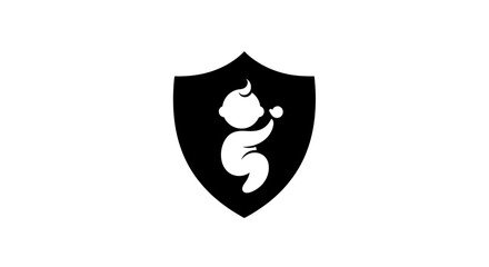 Baby protection shield icon, child safety symbol, childcare security logo