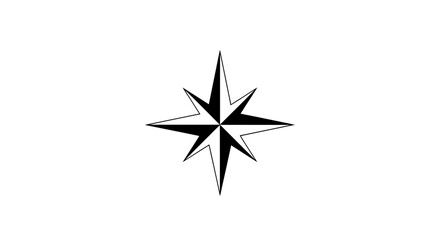 Obraz premium Black and White Compass Rose Star Symbol for Navigation and Direction