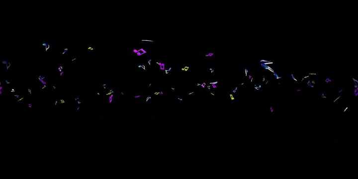 Notes floating around visual effects for 360 VR video.(loopable) ver3