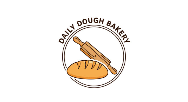Baking logo with rolling pin bread.