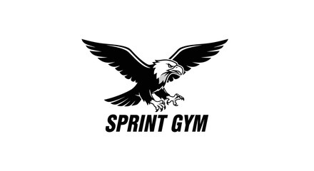 Fototapeta premium Dynamic Eagle Logo for Sprint Gym - Monochrome Athletic Brand Identity