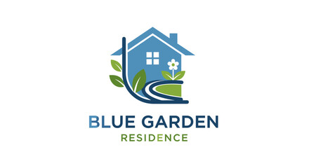 Fototapeta premium Blue Garden Residence House Logo.