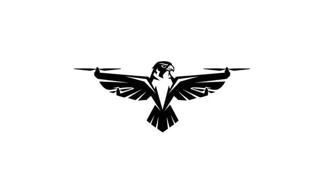 Falcon Drone Logo Design with Propellers - Modern Bird Technology Symbol