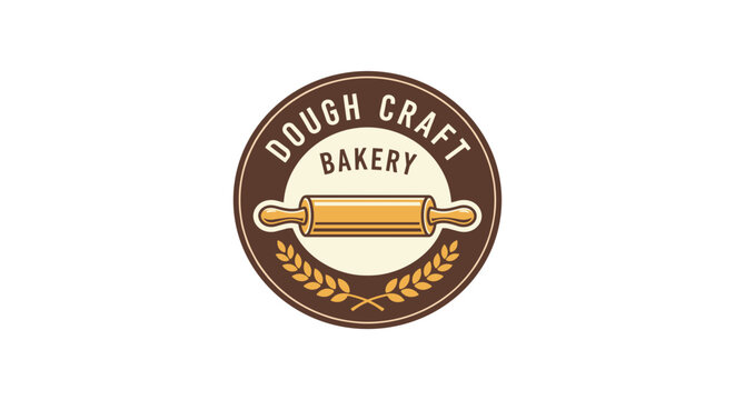 Dough Craft Bakery logo emblem sign.