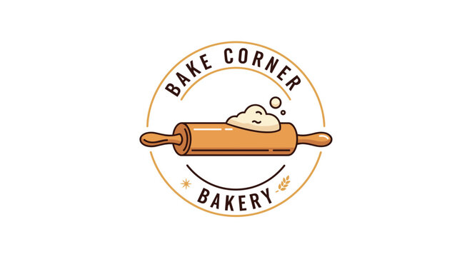 Bakery logo with rolling pin symbol.