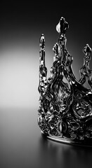 Luxury fashion accessory on dark mannequin head. Intricate metallic structure, geometric elements adorn fashion accessory. Stylish fashion accessory for high end display, retail marketing,