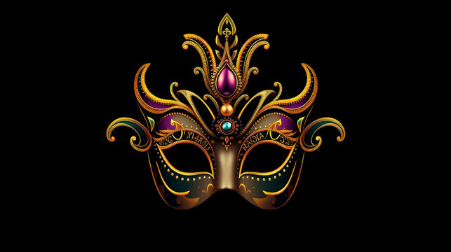 carnival mask on black, masquerade mask on black, Vector Illustration. mardi gras carnival mask