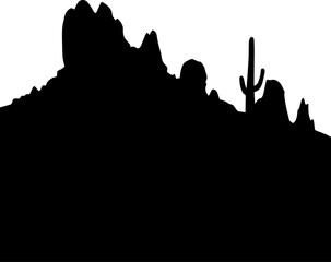 Obraz premium Desert Landscape with Cactus Silhouette