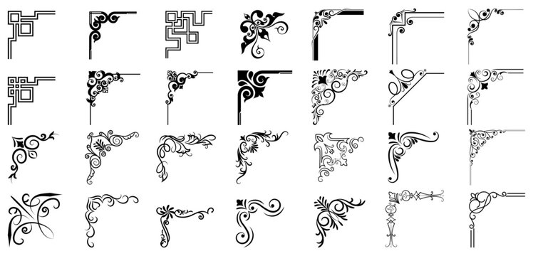 Vintage decorative corner ornaments. Vintage corner set. vector frame corners