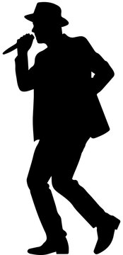 Singer Performing with Microphone Silhouette Vector Illustration