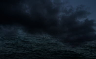 Obraz premium Cloud storm sky dark rain lightning thunder on sea ocean stormy typhoon nature light scene rainy atmosphere damage effect carbon dioxide dust air pollution 2.5 Pm, texture nature windstorm.