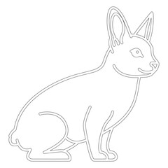 Obraz premium Black line of a sitting rabbit on white background black lines animal