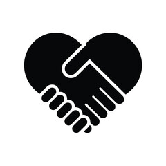 Obraz premium A handshake forming the shape of a heart symbolizing unity and partnership. isolated on white background, Vector, illustration