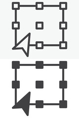 Obraz premium Transform selection frame icon different style icon set. Line outline and solid icon version. Editable stroke vector sign symbol for transform and resize tool.