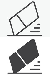 Eraser editing tool icon different style icon set. Line outline and solid icon version. Editable stroke vector sign symbol for erase and delete drawing.