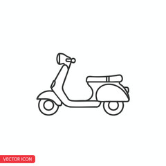 Simple line art drawing of a classic scooter on a white background