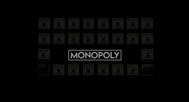 Monopoly game board with logo.