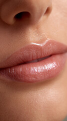 Soft natural lips with smooth skin and subtle shine showing healthy texture and gentle expression