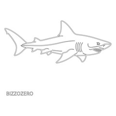 Obraz premium Minimal line of a shark in black and white line minimal animal sea creature