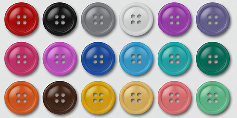 Colorful plastic buttons on white background isolated