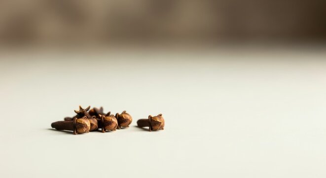 A close up of cloves spice on a white surface