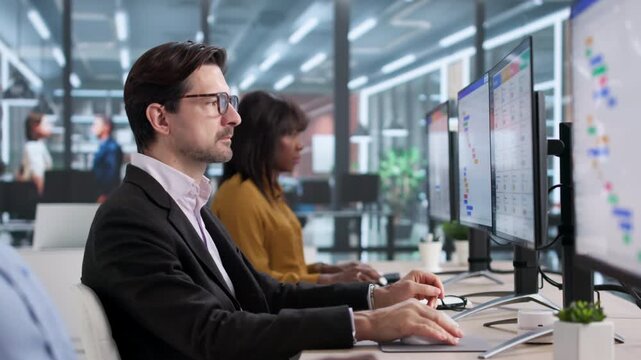Professional Team Using Kanban Software For Business Event Management