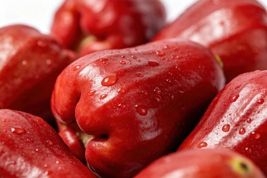 Fresh Red Water Apples with Water Droplets