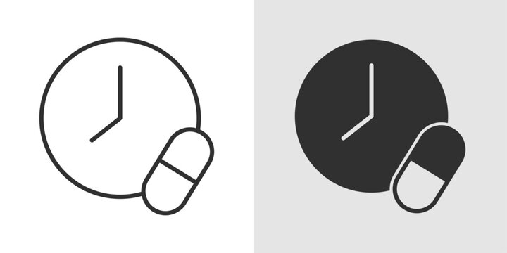 Medication Reminder Icon representing timely medicine intake, prescription adherence, health management, pill schedules, and personal wellness tracking.