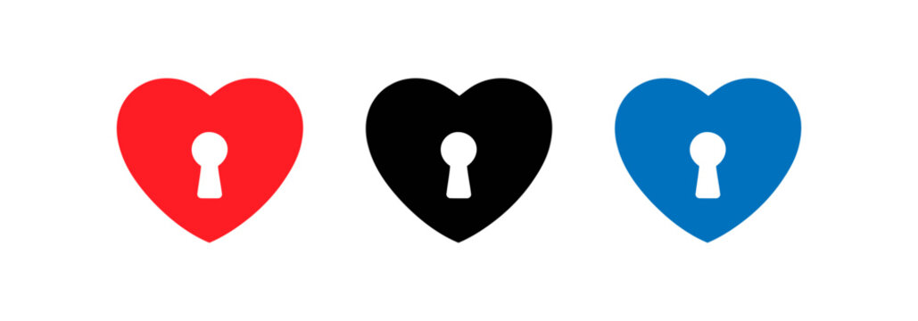 Hearts with keyholes in different colors