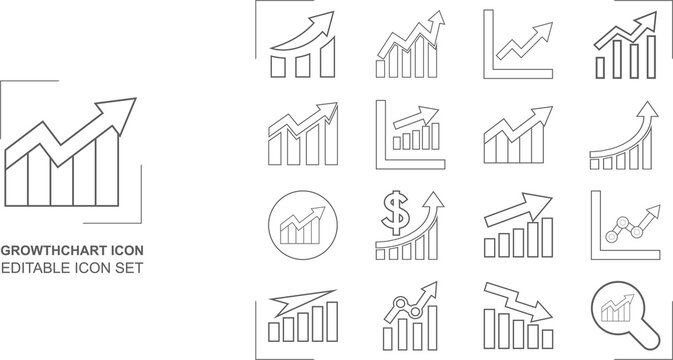 Growth chart vector line icon
