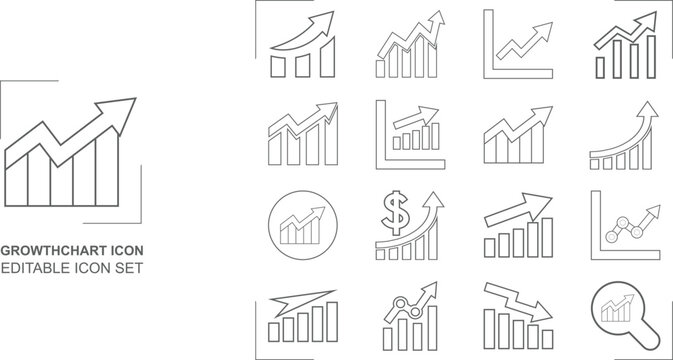 Growth chart vector line icon