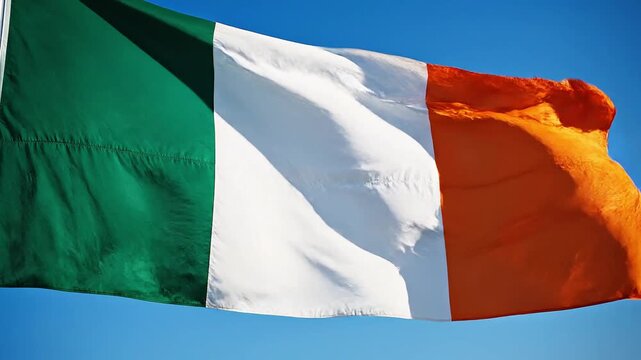Irish Flag Waving in Wind Saint Patrick's Day