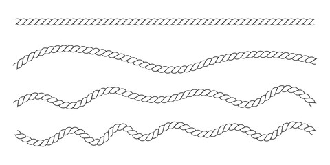 Twisted rope string overlay png on transparent background with realistic textile cord thread wool horizontal line for design decoration and craft mockup. © Insha